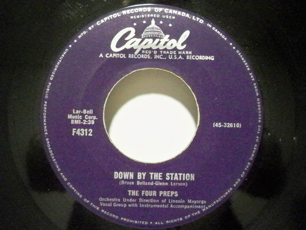 The Four Preps : Listen Honey (I'll Be Home) / Down By The Station (7", Single)