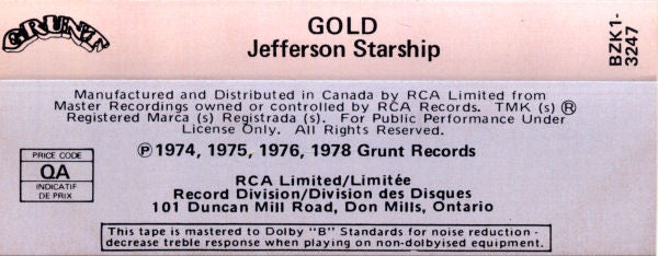 Jefferson Starship : Gold (Cass, Comp, RE, Dol)