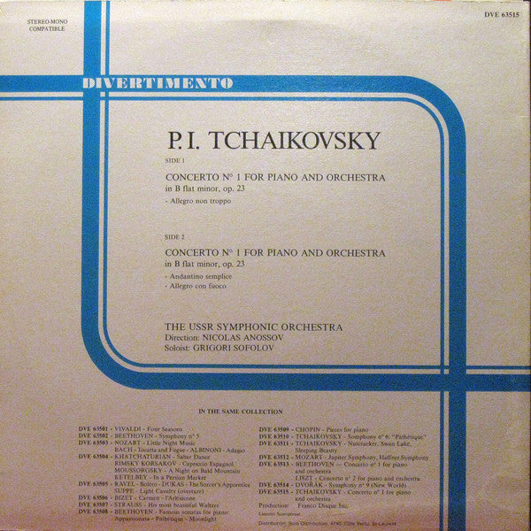 Pyotr Ilyich Tchaikovsky, Grigori Sofolov, Russian State Symphony Orchestra : Tchaikovski concerto no.1 pour piano et orchestre (LP, Album)