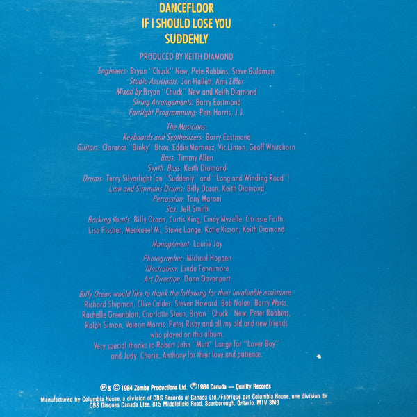 Billy Ocean : Suddenly (LP, Album, Club)