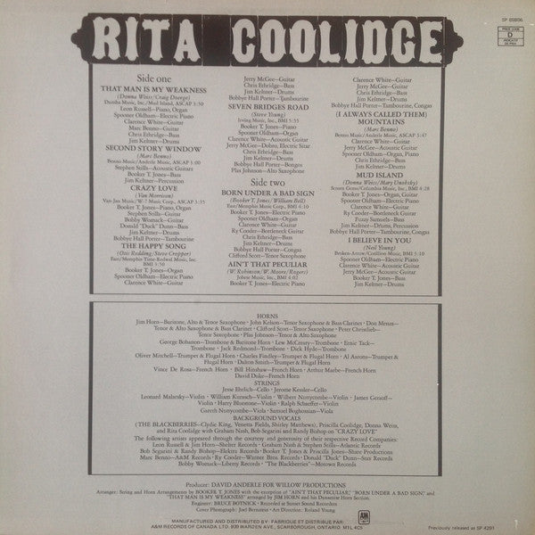 Rita Coolidge : Rita Coolidge (LP, Album, RE)