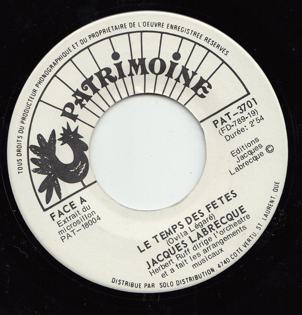 Jacques Labrecque : Le Temps Des Fetes (7", Single)