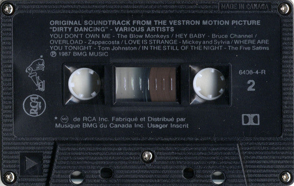 Various : Dirty Dancing (Original Soundtrack From The Vestron Motion Picture) (Cass, Album, Comp, Dol)