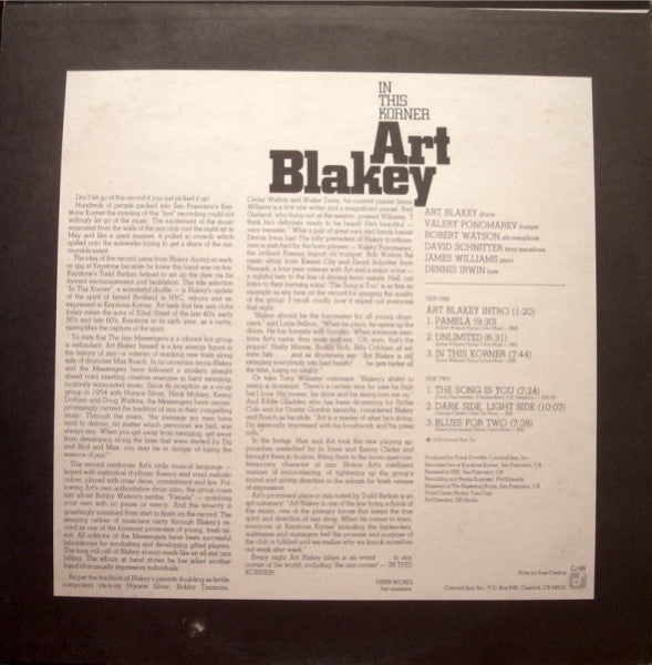 Art Blakey : In This Korner (LP, Album)