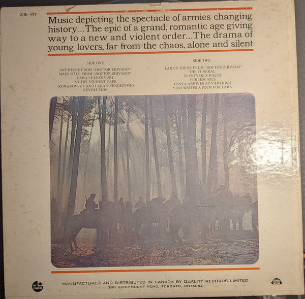 Maurice Jarre, MGM Studio Orchestra : Doctor Zhivago Original Soundtrack Album (LP, Club, RE)