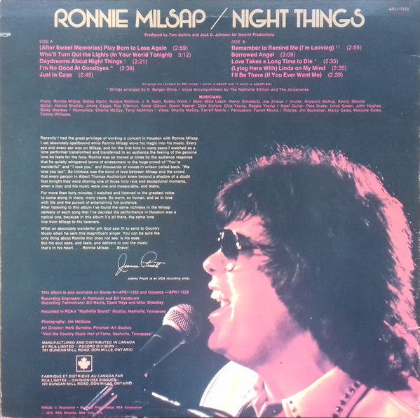 Ronnie Milsap : Night Things (LP, Album)