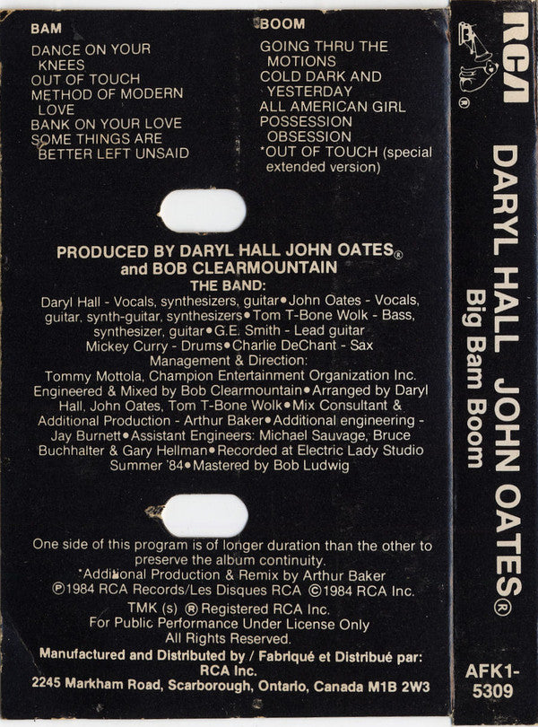 Daryl Hall John Oates* : Big Bam Boom (Cass, Album, Dol)