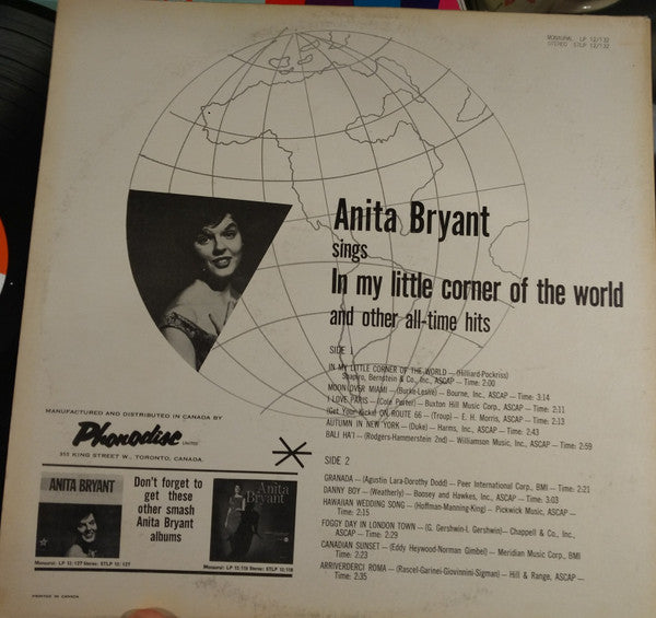 Anita Bryant : In My Little Corner Of The World (LP, Album, Mono)