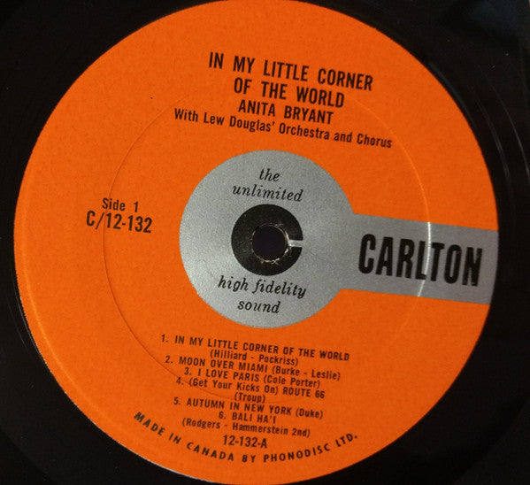 Anita Bryant : In My Little Corner Of The World (LP, Album, Mono)