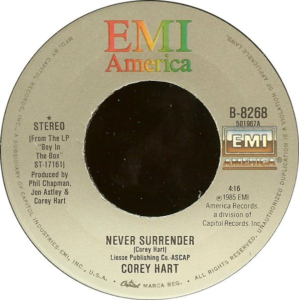 Corey Hart : Never Surrender (7", Single, Jac)