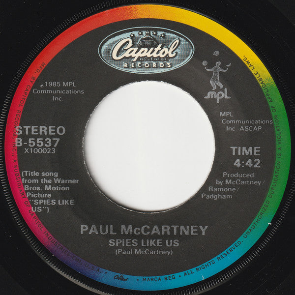 Paul McCartney : Spies Like Us (7", Single, Jac)