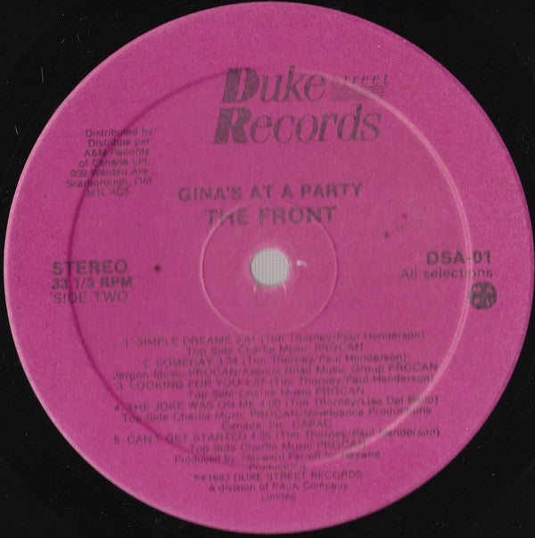The Front : Gina's At A Party (LP, Album)