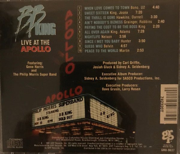 B.B. King : Live At The Apollo (CD, Album, Club)