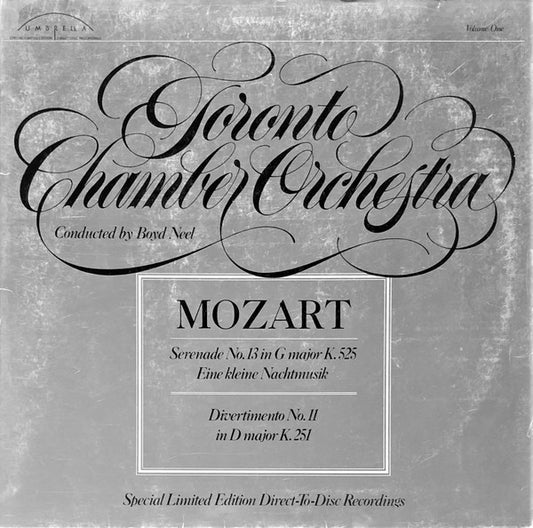 Toronto Chamber Orchestra ; Boyd Neel / Mozart* : Serenade No.13 In G Major K.525 Eine Kleine Nachtmusik / Divertimento No.11 In D Major K.251 (LP, Ltd, Num, S/Edition)