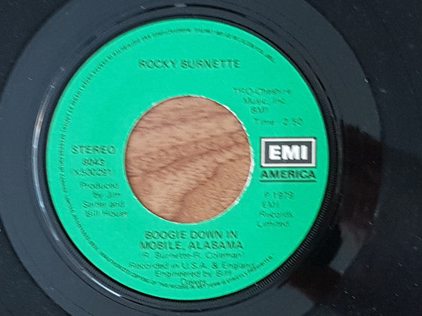 Rocky Burnette : Tired Of Toein' The Line / Boogie Down In Mobile, Alabama (7", Single)