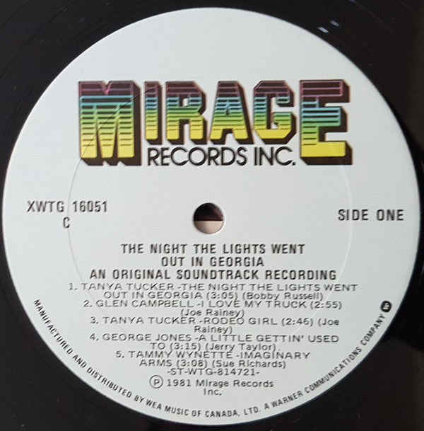 Glen Campbell, George Jones (2), Kristy McNichol, Billy Preston, Dennis Quaid, Syreeta, Tanya Tucker, Tammy Wynette : The Night The Lights Went Out In Georgia (An Original Soundtrack Recording) (LP, Album)