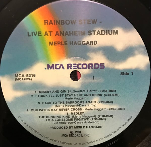 Merle Haggard : Rainbow Stew - Live At Anaheim Stadium (LP, Album, Pin)
