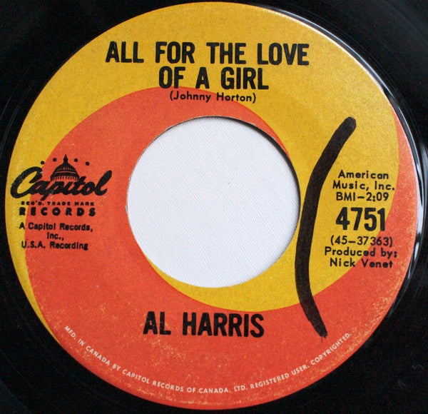 Al Harris (4) : Old Kentucky Pad / All For The Love Of A Girl (7", Single)