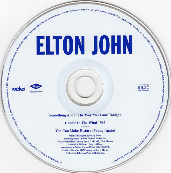 Elton John : Something About The Way You Look Tonight / Candle In The Wind 1997 (CD, Single)