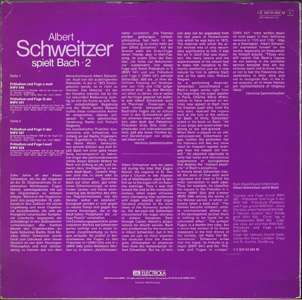 Bach*, Albert Schweitzer : Albert Schweitzer Spielt Bach • 2 (LP)