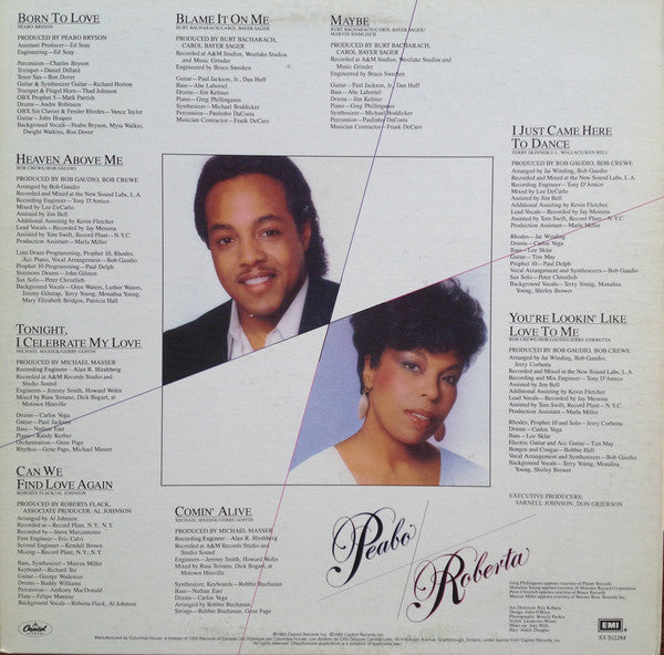Peabo Bryson & Roberta Flack : Born To Love (LP, Album, Club)
