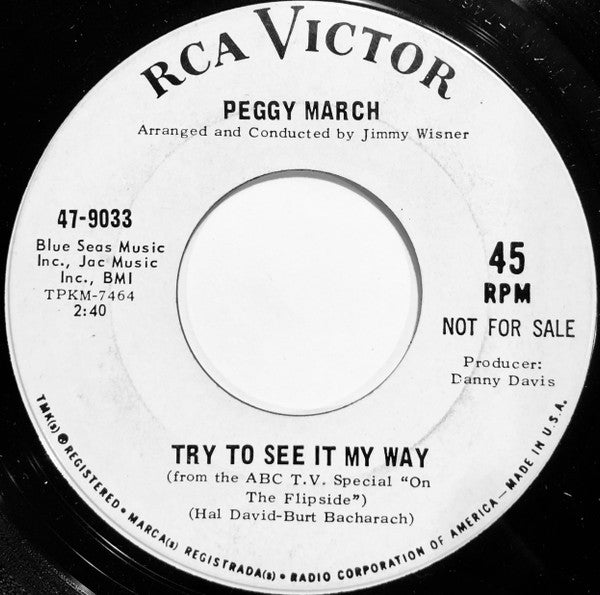 Peggy March : Fool, Fool, Fool (Look In The Mirror) / Try To See It My Way (7", Single, Promo)