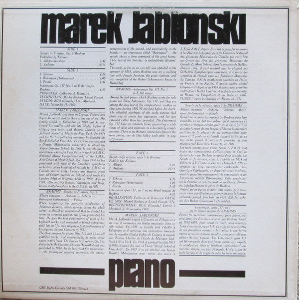 Marek Jablonski* : Marek Jablonski - Piano (LP, Album)