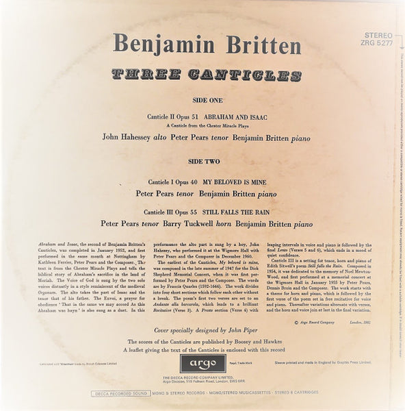 Benjamin Britten : Canticles (LP, RE)
