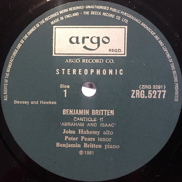 Benjamin Britten : Canticles (LP, RE)