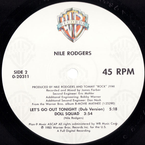 Nile Rodgers : Let's Go Out Tonight (12", Maxi)