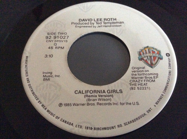 David Lee Roth : California Girls (7")