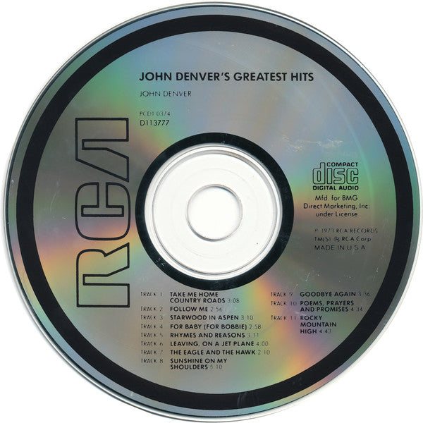 John Denver : John Denver's Greatest Hits (CD, Comp, Club, RE)