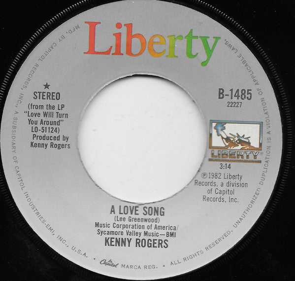 Kenny Rogers : A Love Song / The Fool In Me (7", Single, Jac)