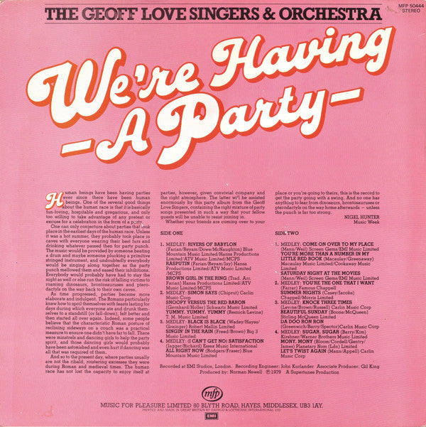 The Geoff Love Singers & Orchestra* : We're Having A Party (LP)