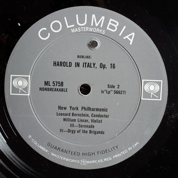 Berlioz*, Leonard Bernstein, The New York Philharmonic Orchestra : Harold In Italy Op. 16 (LP, Mono)