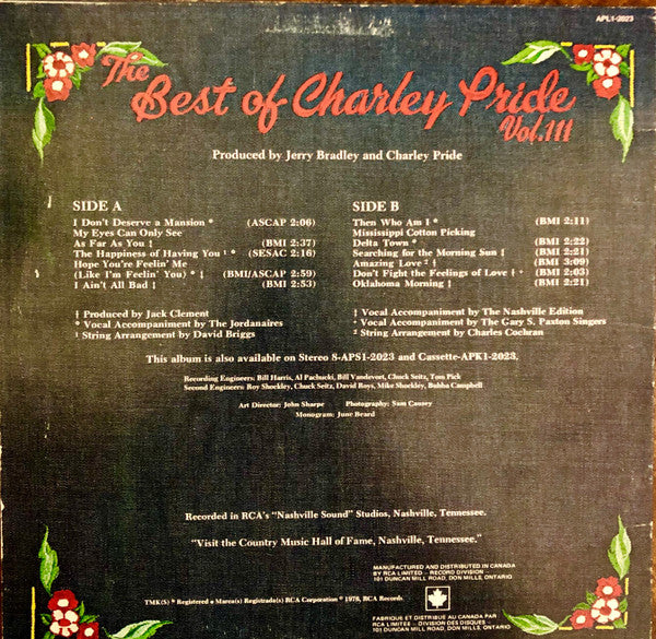 Charley Pride : The Best Of Charley Pride Vol. III (LP, Comp)