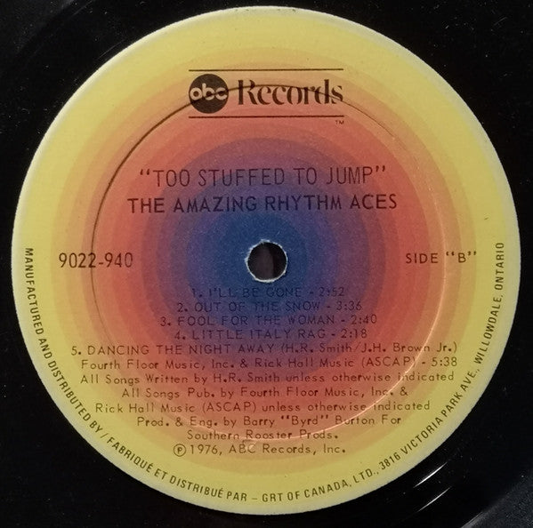 The Amazing Rhythm Aces : Too Stuffed To Jump (LP, Album)