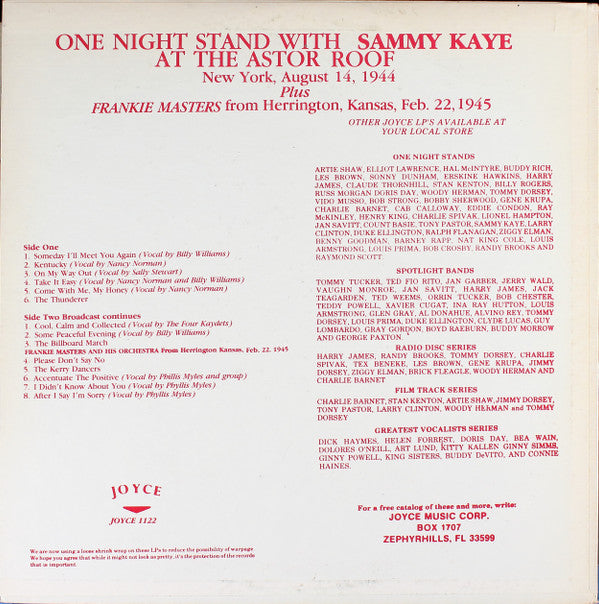 Sammy Kaye : One Night Stand With Sammy Kaye (LP, Album)