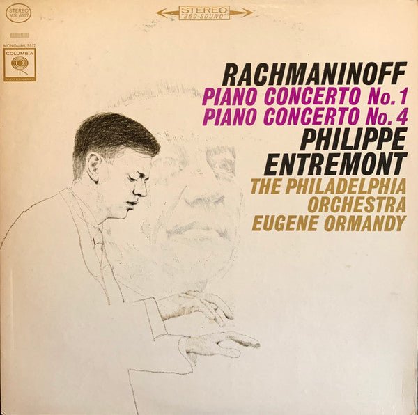 Philippe Entremont, Eugene Ormandy Conducts The Philadelphia Orchestra / Rachmaninoff* : Piano Concerto Nos. 1 And 4 (LP, Mono, RE)