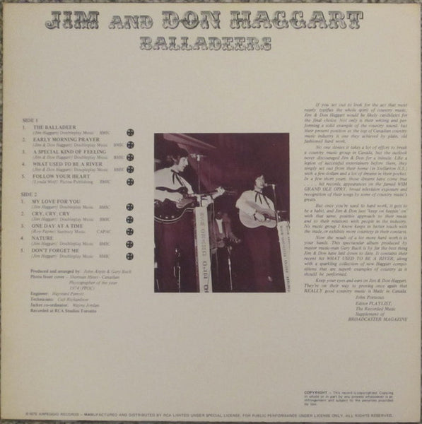 Jim & Don Haggart : Balladeers (LP, Album)