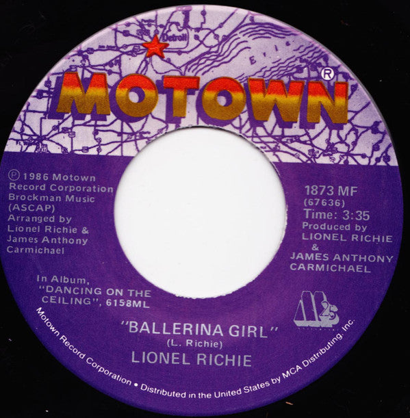 Lionel Richie : Ballerina Girl / Deep River Woman (7", Single, M25)