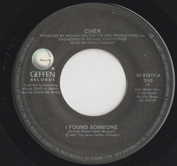 Cher : I Found Someone (7")