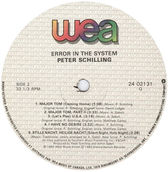 Peter Schilling : Error In The System (LP, Album)