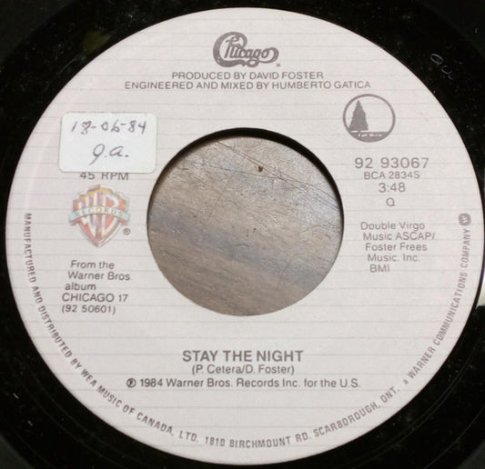 Chicago (2) : Stay The Night (7", Single)