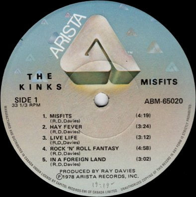 The Kinks : Misfits (LP, Album, RE)
