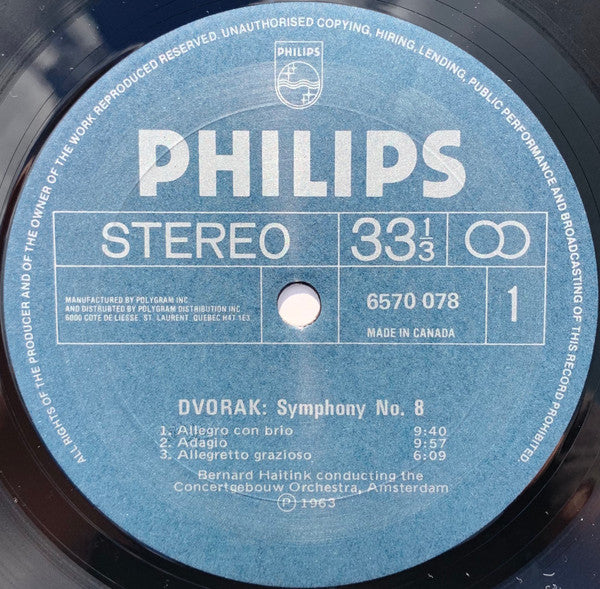 Dvořák* - Concertgebouw Orchestra, Amsterdam* / Bernard Haitink : Symphony No. 8 / 3 Slavonic Dances (LP, Album, RE)