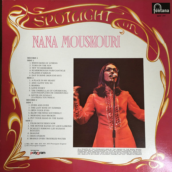 Nana Mouskouri : Spotlight On Nana Mouskouri (2xLP, Comp)