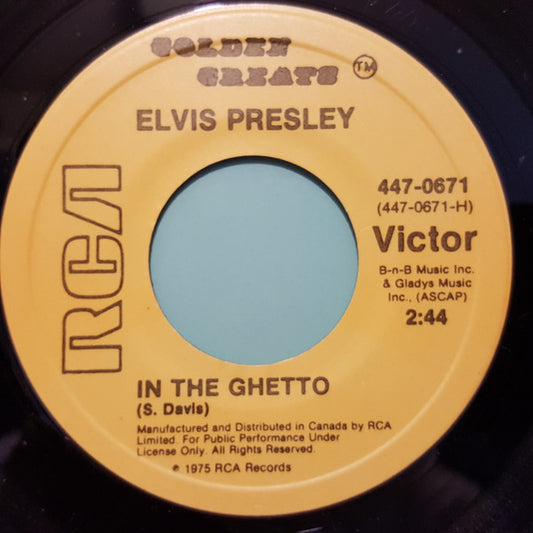 Elvis Presley : In The Ghetto (7", Single, RE)