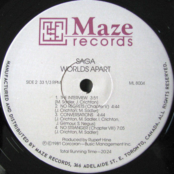 Saga (3) : Worlds Apart (LP, Album)