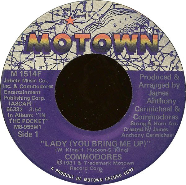 Commodores : Lady (You Bring Me Up) (7", Single)